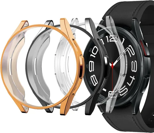 Vista 17 de Funda compatible con Samsung Galaxy Watch 6 Classic de 1.693 in 2023, suave TPU chapado en todo el contorno, a prueba de arañazos, funda protectora