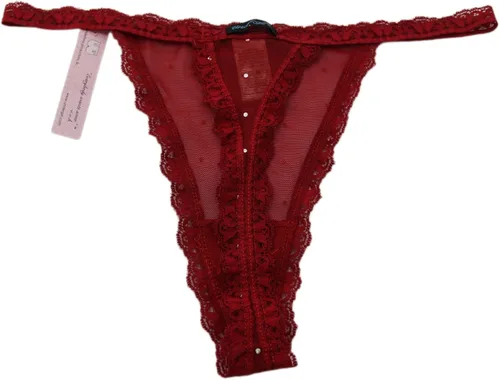 Vista 2 de undergirl Rojo Sheer de la mujer tanga Rhinestone Encaje Bragas NWT