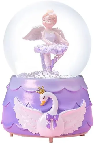 Vista 8 de Ballerina Girl Swan Lake Globo de nieve musical, globo de nieve de cristal de 3.150 in, caja de música de ballet con luces coloridas para niñas