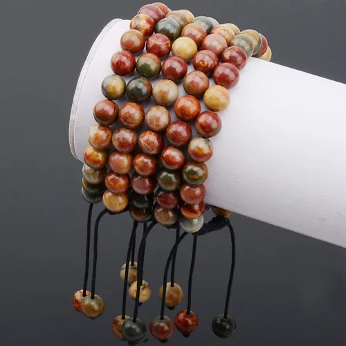 Vista 2 de Massive Beads - Pulsera de cuentas de cristales de macramé con poder curativo natural, unisex, ajustable, 516 pulgadas (8 mm)