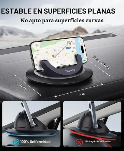 Vista 3 de Beeasy Soporte de teléfono para automóvil, rotación de 360°, soporte de teléfono celular antideslizante de silicona, universal para iPhone 17/16 Pro