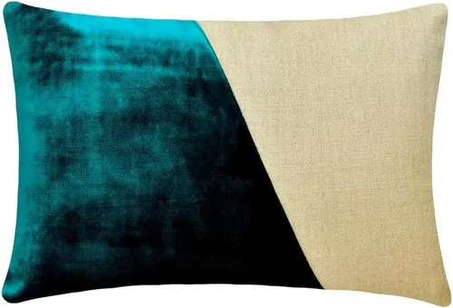 Vista 29 de Fabric Mart Direct Funda de cojín para sofá, fundas de cojín decorativas de color verde y gris, de 12 x 12 pulgadas, almohadas de retazos de bloques
