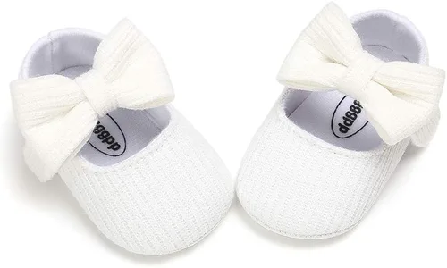 Vista 6 de Mary Jane - Zapatos planos con lazo floral de princesa, vestido de boda, suaves para recién nacidos, cuna, primeros caminantes, precaminantes