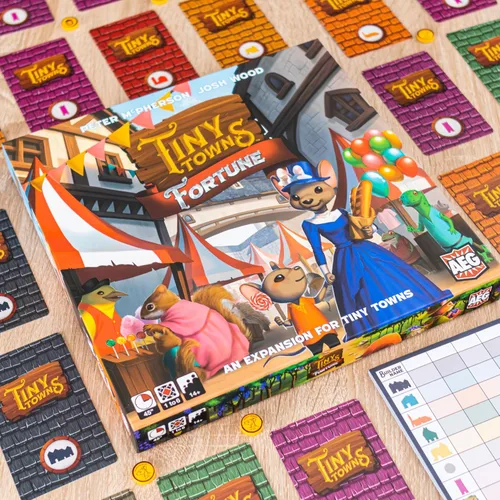 Vista 4 de AEG Tiny Towns: Fortune Expansion Agrega nuevos edificios, introduce dinero El uso inteligente de recursos limitados determina el éxito 1-6