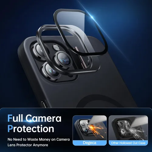 Vista 7 de Funda para iPhone 14 Pro, protección contra caídas de grado militar, compatible con MagSafe, soporte integrado y protector de lente de cámara, funda