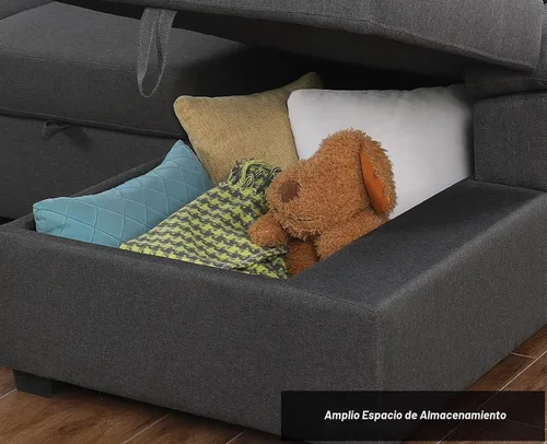 Vista 5 de Alexent Sofá cama seccional con cama extraíble en forma de U con tela de diván de almacenamiento, moderno de 6 plazas, gris oscuro