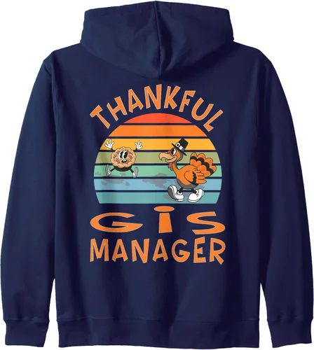 Vista 6 de GIS Manager Job Funny Thanksgiving Zip Hoodie