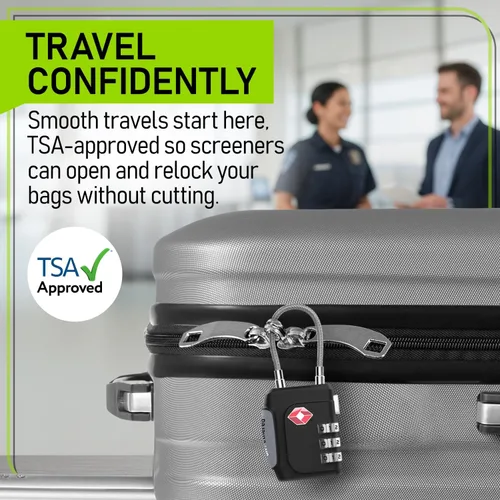 Vista 2 de Untethered TSA Luggage Locks (3 Pack) Resettable 3-Digit Combination TSA Approved Travel Padlocks for Suitcases, Backpacks, Gym Bags & Checked