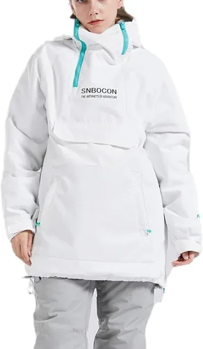 Vista 27 de Chaqueta anorak de esquí para mujer, impermeable, resistente al viento, cálido, para snowboard, abrigo de invierno con capucha