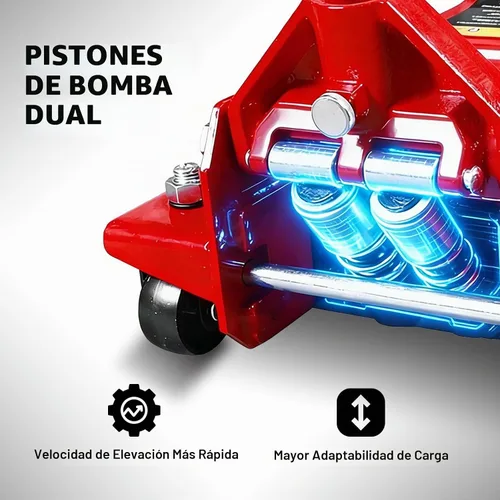 Vista 2 de BIG RED AT84007R Torin - Gato hidráulico de bajo perfil de servicio/piso con bomba de elevación rápida de doble pistón, capacidad de 4 toneladas