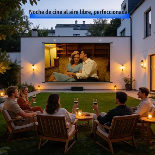 Vista 3 de Pantalla de proyector de 120 pulgadas, pantalla de proyector de películas portátil para exteriores e interiores con 3 ganchos adhesivos, pantalla