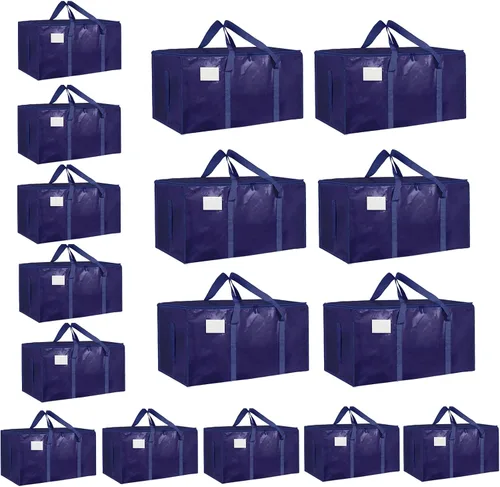Vista 36 de Paquete de 4 bolsas de mudanza extra grandes y resistentes, bolsas de almacenamiento impermeables con asas y cremalleras, plegables para dormitorio