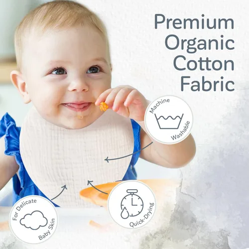 Vista 3 de KiddyCare Baberos de muselina orgánica para niñas y niños de 0 a 6 meses Baberos bandana para bebé, súper suaves para babear y dentición, babero