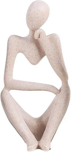Vista 14 de Asng Estatua de escultura abstracta estilo pensador de resina, figuras coleccionables, decoración de escritorio para oficina en casa