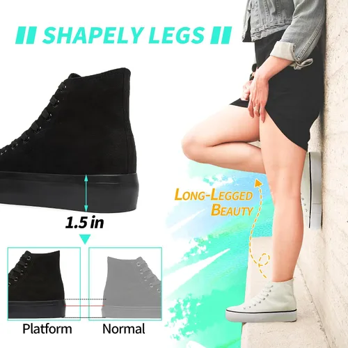 Vista 2 de ALTOCIS Women's Comfortable Platform High Top Sneakers, Casual Mid Top Sneaker for Women, Cute Faux Suede Fashion Sneakers, Classic Lace Up Walking