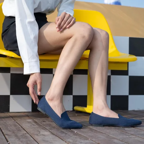 Vista 3 de Wryweir Zapatos de vestir de punto para mujer, zapatos de vestir para mujer, zapatos de ballet para mujer, zapatos clásicos suaves de cuña baja