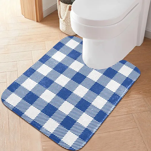 Vista 16 de Tapete de baño a cuadros de tablero de ajedrez, suave, absorbente, lavable, tapete de baño para piso de baño, tapete de baño antideslizante