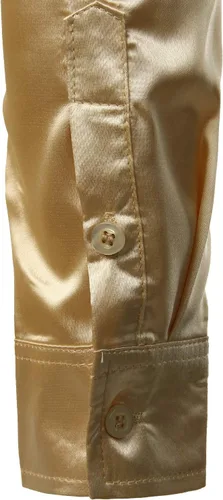 Vista 6 de ZEROYAA Camisas de vestir con botones de satén de seda brillante de lujo para hombre