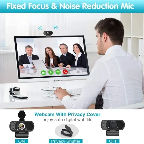 Vista 7 de Webcam HD 1080p, cámara HD para transmisión en vivo con micrófono estéreo, cámara web USB para PC de escritorio o portátil con ángulo de visión