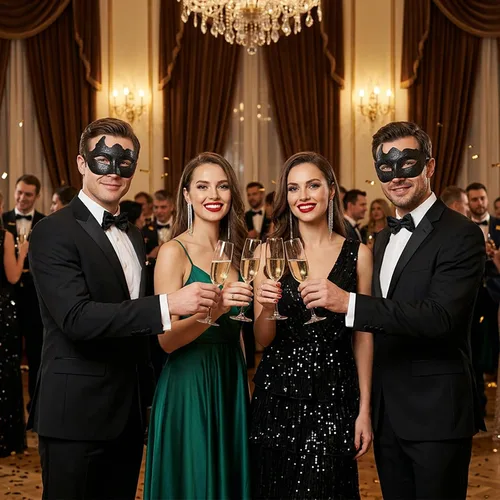 Vista 3 de Máscara de mascarada para hombre con pajarita, disfraz de fiesta de Halloween, Mardi Gras