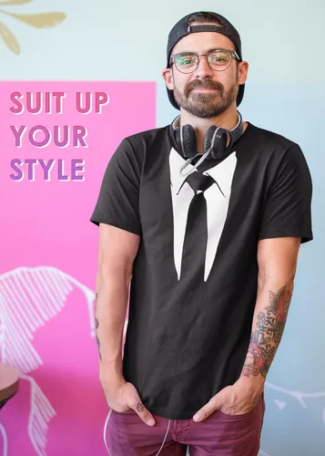 Vista 5 de Camiseta clásica divertida de esmoquin para hombres y mujeres para concierto Tux Joke Tee Camiseta para hombre