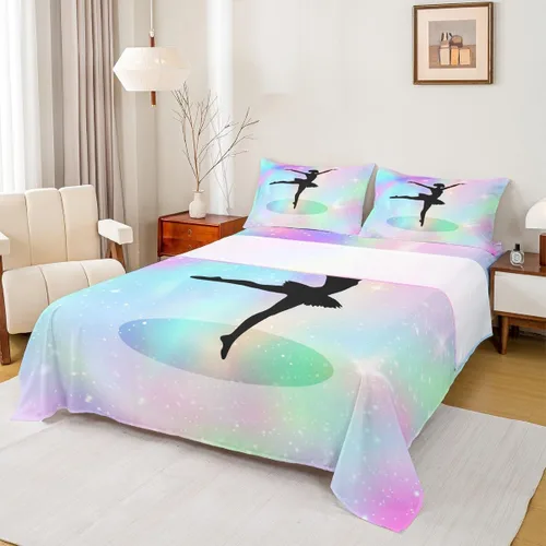 Vista 21 de Juego de sábana bajera ajustable de teñido anudado para niñas, juego de ropa de cama con diseño de arco iris degradado de arcoíris, lindo juego