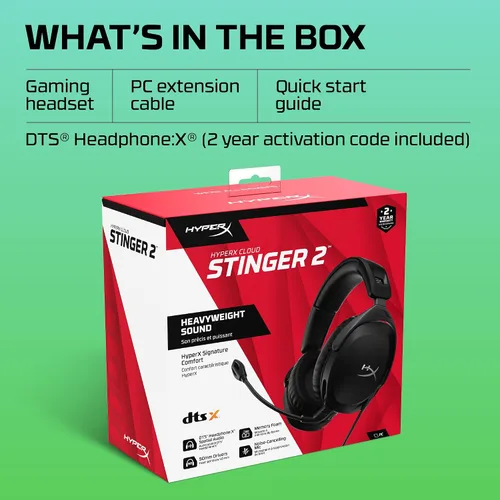 Vista 8 de HyperX Cloud Stinger 2 - Auriculares para juegos, auriculares DTS X Spatial Audio, auriculares ligeros sobre la oreja con micrófono, función