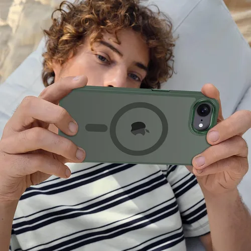 Vista 1271 de Anuck - Funda magnética para iPhone 11 compatible con MagSafe, carcasa trasera mate translúcida dura, borde de TPU, delgada, resistente a impactos