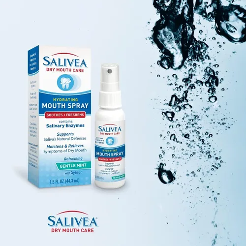 Vista 4 de SALIVEA Spray bucal seco para adultos (paquete de 1) – 250 bombas, espray bucal sustituto de saliva con enzimas salivales naturales y xilitol