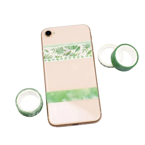 Vista 5 de Cinta Washi verde de 8 rollos