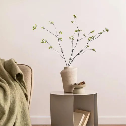 Vista 5 de 3 ramas de ficus artificiales, tallos de eucalipto sintético de 38 pulgadas, vegetación verde falsa para relleno de jarrón, decoración del hogar