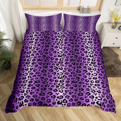 Vista 16 de Feelyou Leopard Bedding Set Twin Size, Cheetah Print Comforter Cover for Kids Boys Girls Animal Duvet Cover Safari Bedspread Cover Zipper