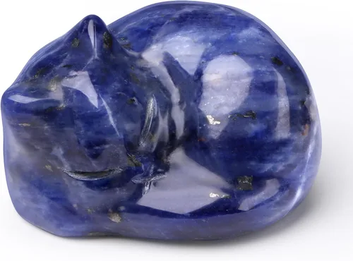 Vista 25 de QINJIEJIE Estatua de Gato de Obsidiana Negra Decoración de Cristales y Piedras Curativas Figura de Gatos Durmiendo Piedra Estatua Regalo Gemas