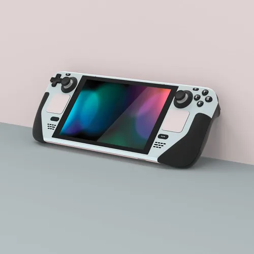 Vista 2 de PlayVital Juego completo de calcomanías protectoras para Steam Deck LCD, calcomanías personalizadas para cubierta de vapor OLED, serie pálida, gris