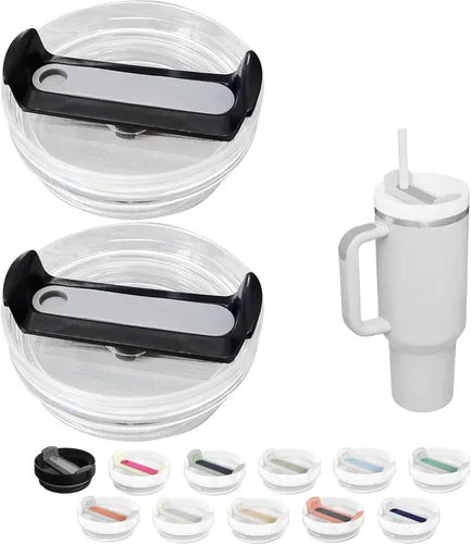 Vista 18 de Tapa de Vaso de 40 OZ Compatible con Stanley Quencher, Paquete de 2 Tapas de Vaso de Acero Inoxidable a Prueba de Derrames y Resistentes a