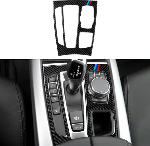 Vista 11 de Calcomanía de fibra de carbono para automóvil, compatible con BMW X5 X6 F15 F16 Accesorios interiores (negro)