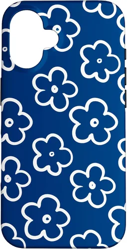 Vista 32 de Lindo patrón de flores silvestres azul marino y blanco floral caso para iPhone 17