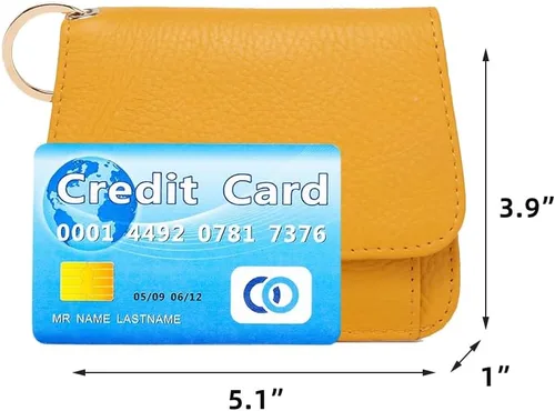 Vista 7 de Mudono - Billetera pequeña para mujer con bloqueo RFID, de cuero genuino, tarjetero, billetera delgada de tres pliegues con bolsillo con cremallera