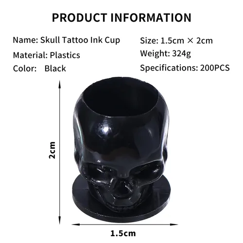 Vista 2 de 200 tapas de tinta desechables para tatuaje, vasos de plástico con base para pigmento de maquillaje permanente, suministros de accesorios