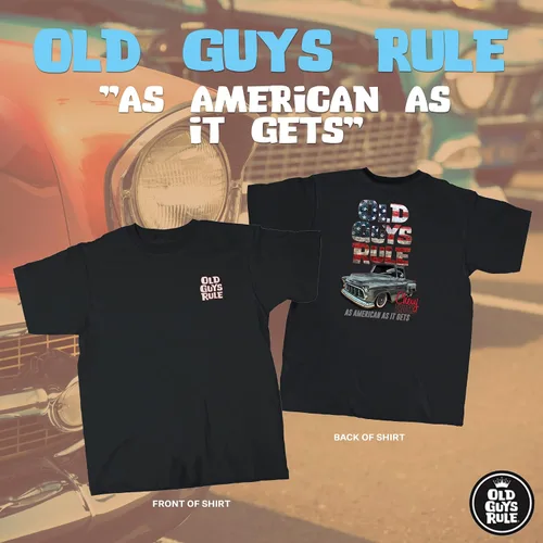 Vista 2 de OLD GUYS RULE Camiseta gráfica para hombre American As It Gets - 4 de julio Día del Padre Día de los Caídos - Camiseta novedosa para camiones Negro