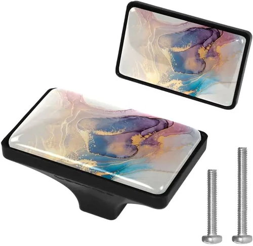 Vista 16 de LORVIES Paquete de 4 pomos decorativos florales de 1.65 pulgadas para gabinete, rectángulo de vidrio ABS con un solo agujero, tiradores de puerta
