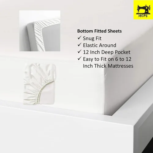 Vista 3 de True Luxury Twin Sheets, 600-Thread-Count 100% Egyptian Cotton Bed Sheets, 4-PC Sheet Set, Single Ply Long-Staple Yarns, Sateen Weave, Fits Mattress