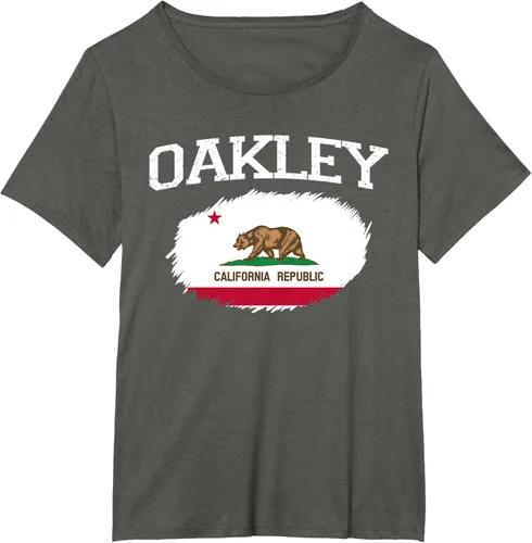 Vista 90 de OAKLEY CA CALIFORNIA Flag Vintage USA Sports Hombre Mujer Camiseta, Negro