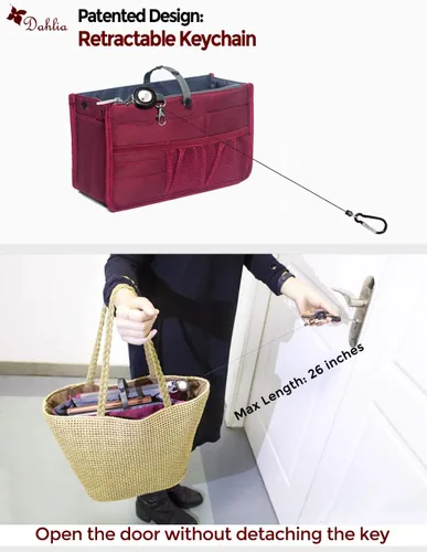 Vista 2 de Dahlia - Organizador de bolso rígido con compartimentos, 21 componentes (modelo patentado)