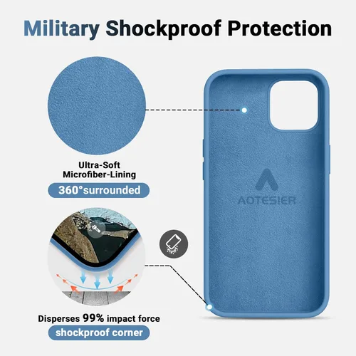 Vista 4 de AOTESIER - Funda a prueba de golpes diseñada para iPhone 12 Pro Max, funda de silicona líquida con [forro de microfibra suave antiarañazos]