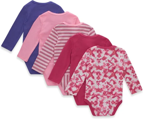 Vista 2 de Hanes Baby Long Sleeve Bodysuit, Ultimate Flexy Bodysuits Boys & Girls, 5-Pack