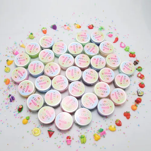 Vista 2 de Paquete de 36 mini kit de limo de mantequilla con divertidos dijes de frutas, súper suave y antiadherente, regalos de fiesta de cumpleaños
