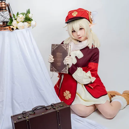 Vista 4 de VIVIKI Genshin Impact Game Klee - Disfraz de cosplay para Halloween