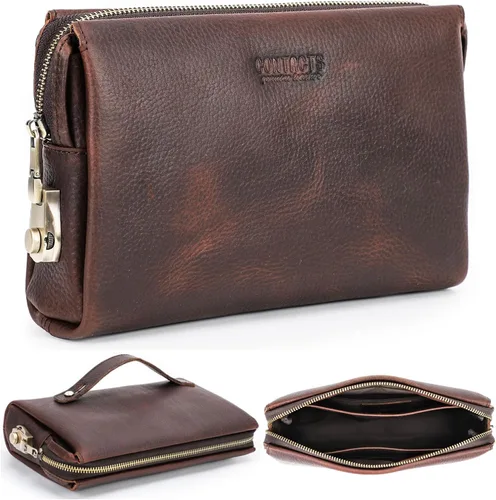 Vista 55 de Funda de piel de grano superior para hombre y mujer, múltiples bolsillos/ranuras, RFID de gran capacidad para tarjetas, cheques, dinero, pasaporte