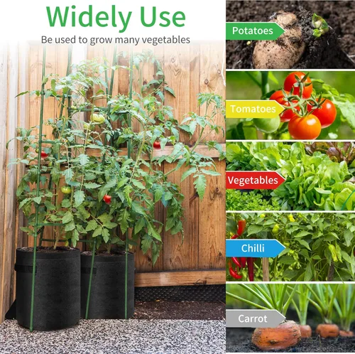 Vista 7 de JJGoo Juego de 2 bolsas de cultivo de patatas de 10 galones con solapa, bolsas de cultivo de tela resistentes con asa y ventana de cosecha, macetas